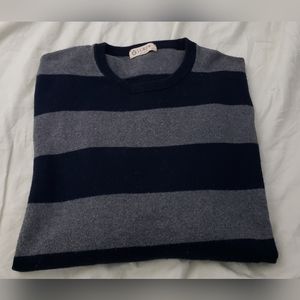 J.Crew Cotton & Cashmere L/S Crewneck Sweater - Navy/Heather Gray Stripes